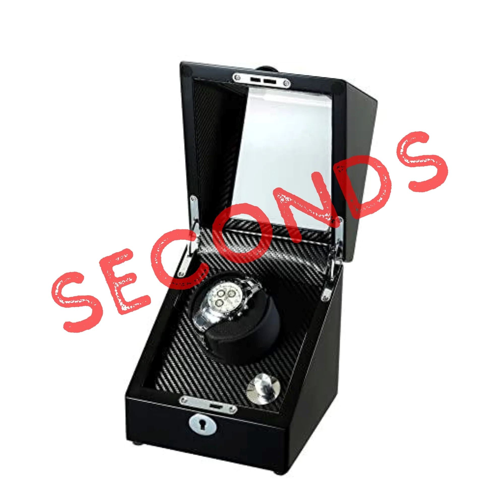 Seconds - Waratah Watch Winder Box for 1 Watch in Black (d) Seconds Clinks 