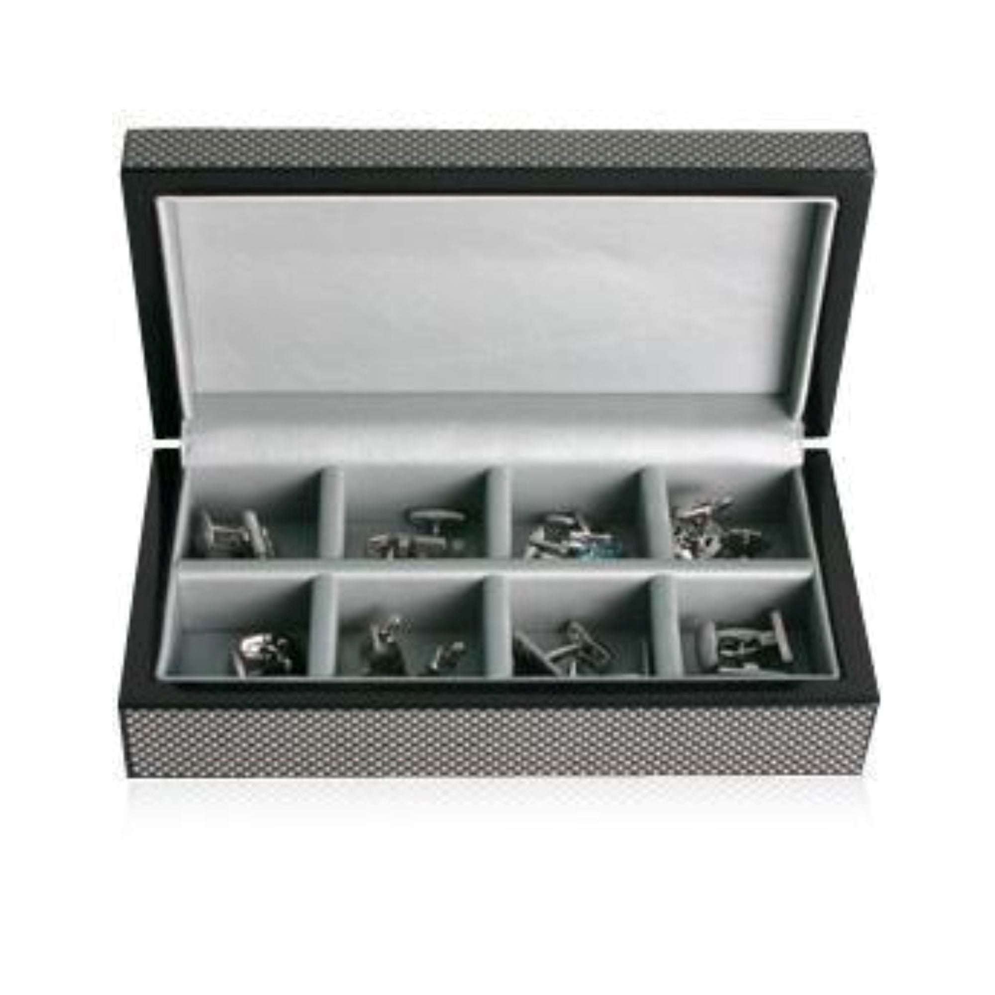 Seconds - 8 Pair Wooden Carbon Fibre Look Storage Box (B) Seconds Clinks 