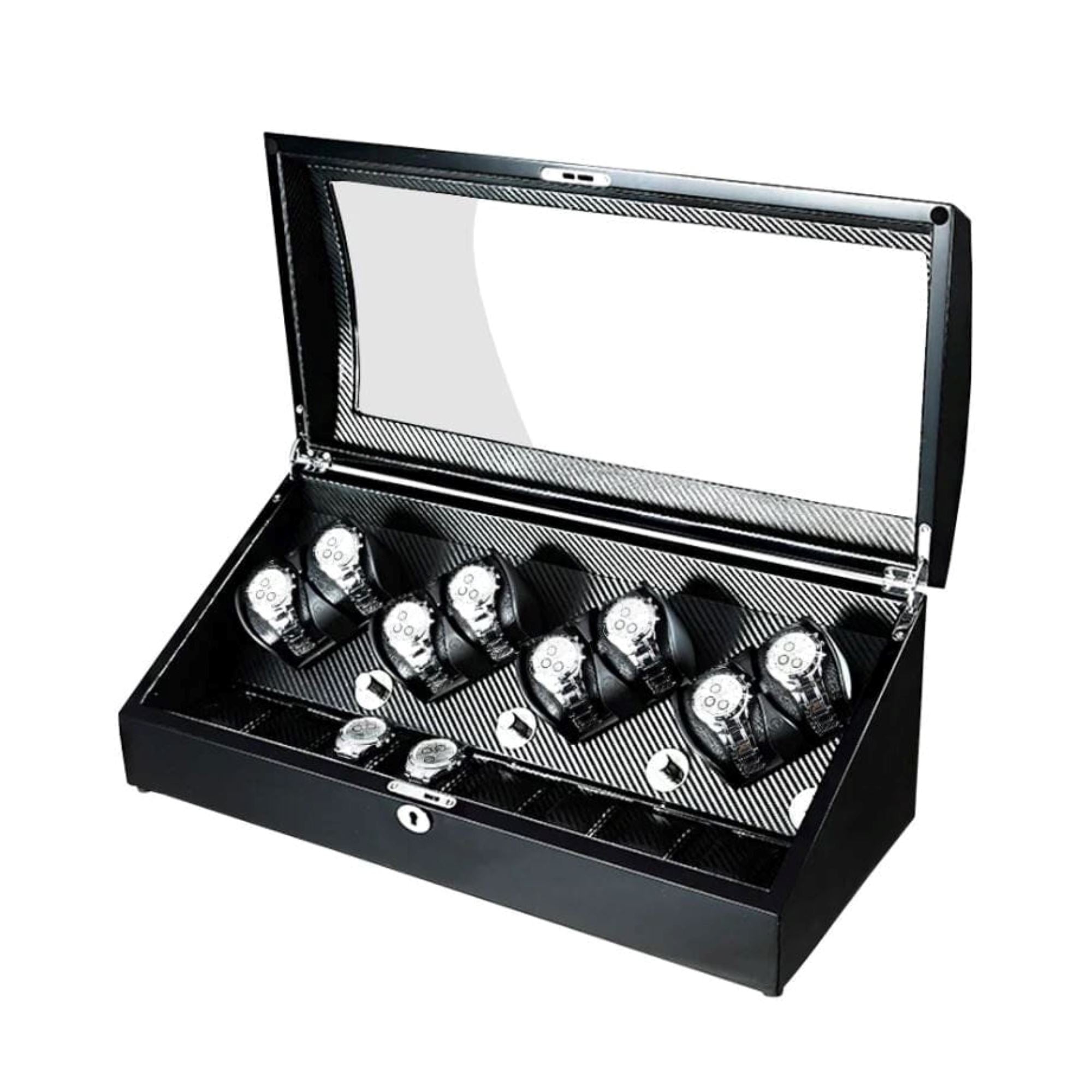 Seconds - Avoca Watch Winder Box for 8 + 8 Watches in Black (f) Seconds Clinks 