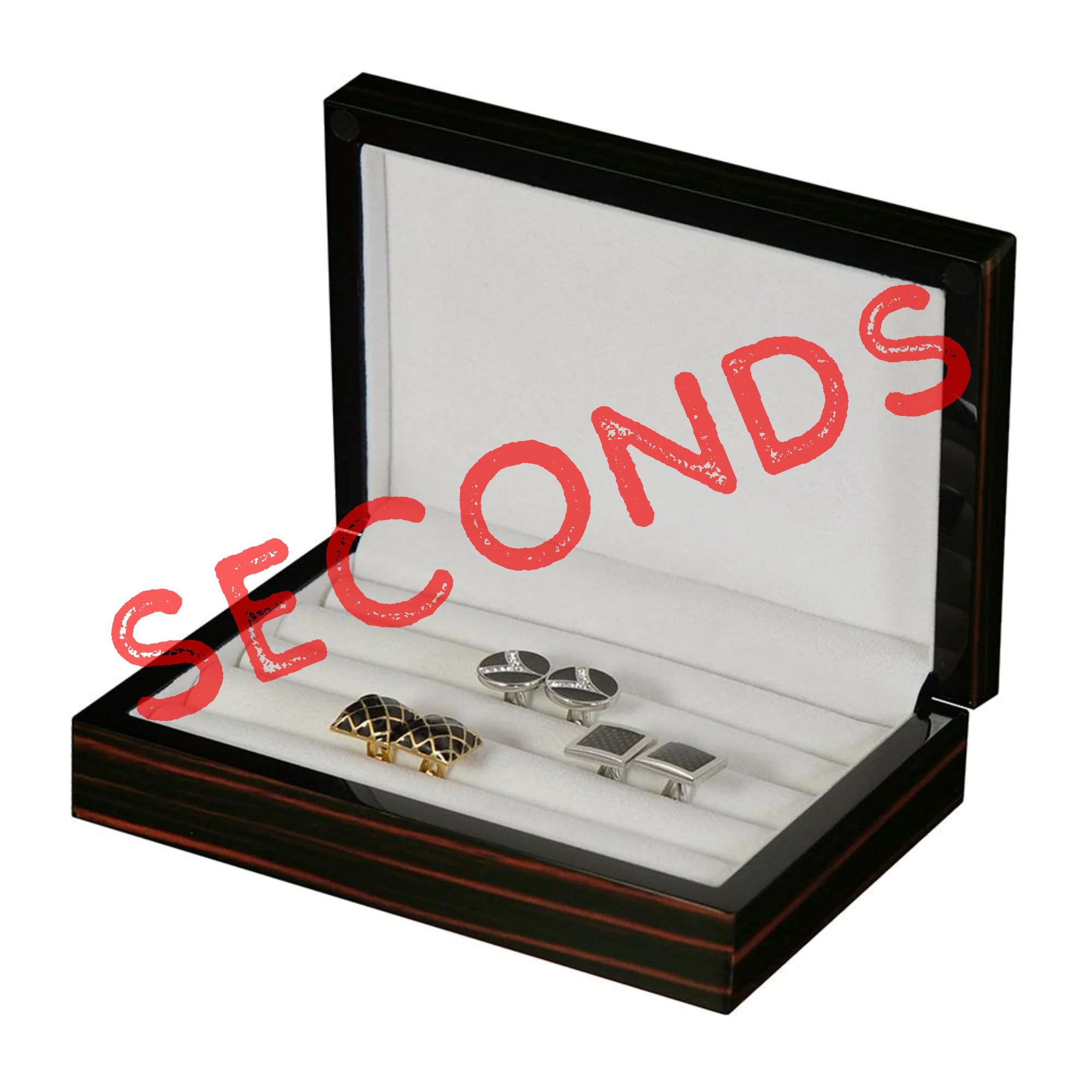 Seconds - 16 Pairs Storage Box for Cufflinks Ebony Seconds Clinks 