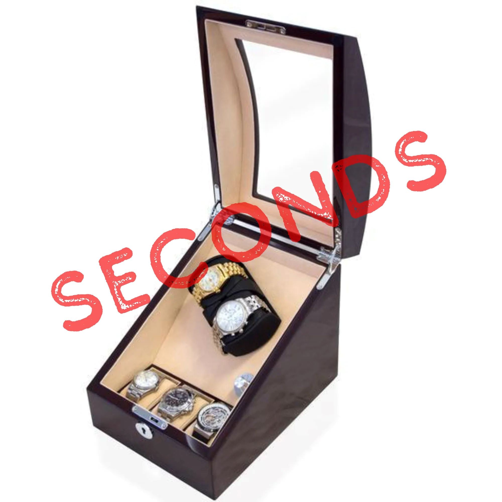 Seconds - Avoca Watch Winder Box for 2 + 3 watches in Mahogany (b) Seconds Clinks 