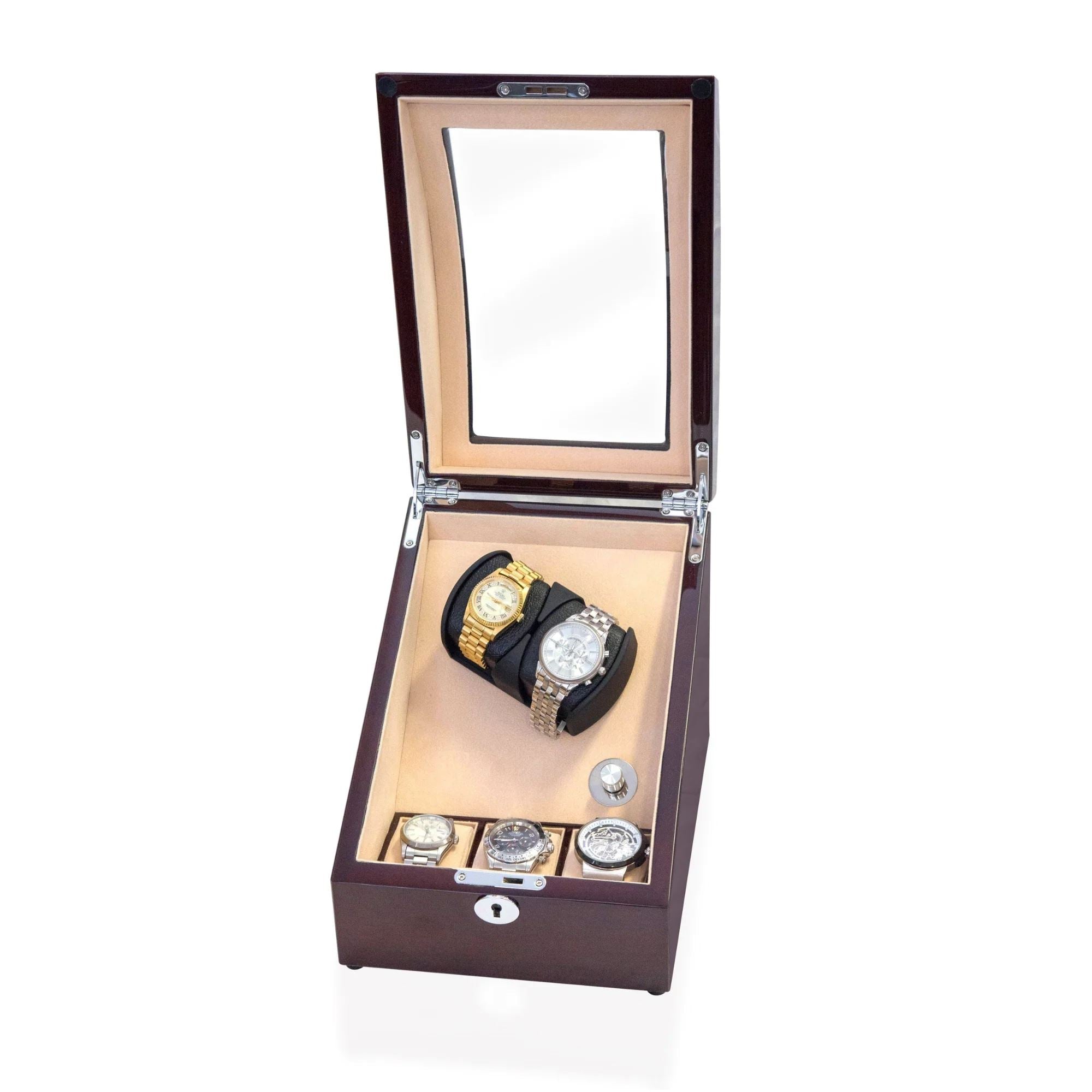 Seconds - Avoca Watch Winder Box for 2 + 3 watches in Mahogany (b) Seconds Clinks 