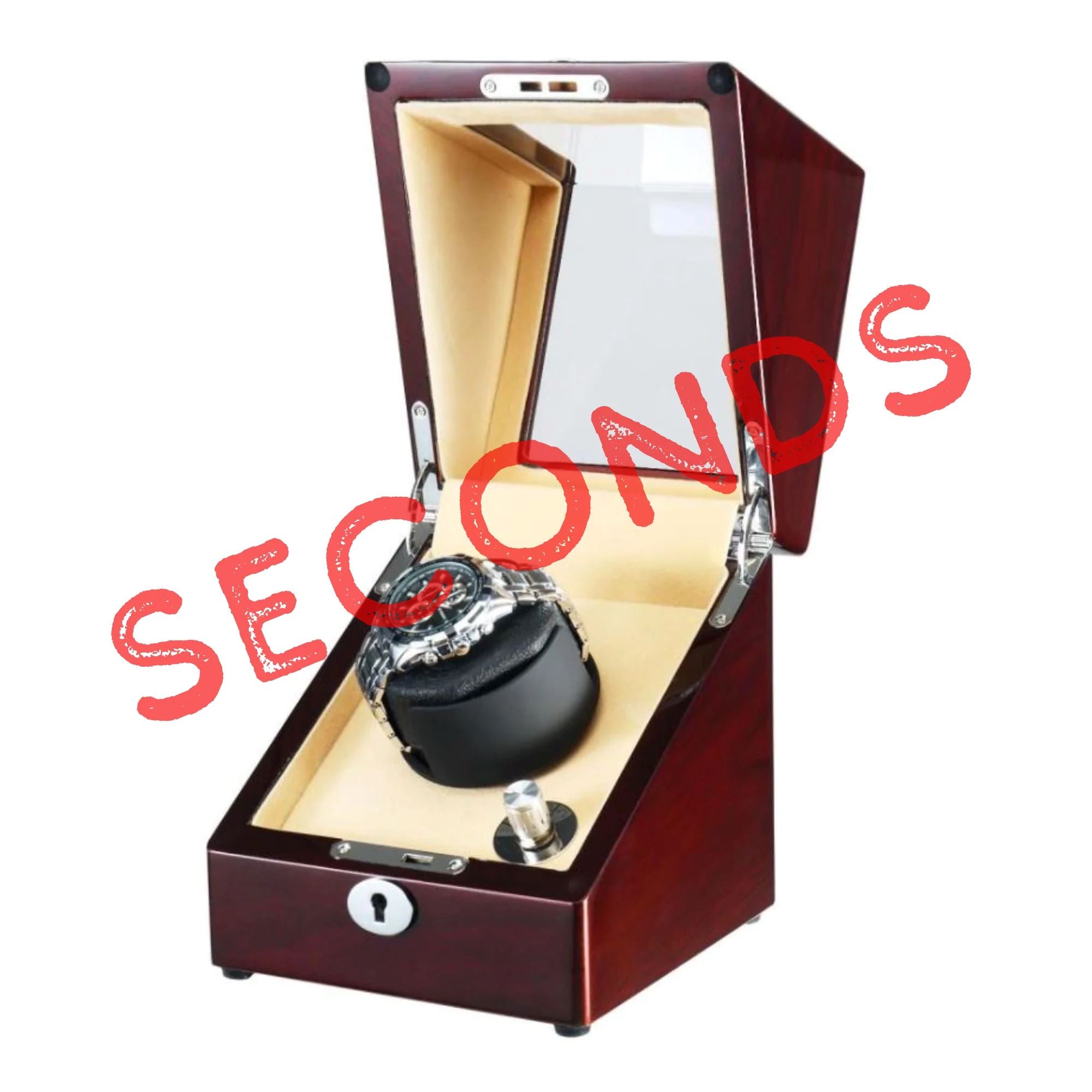 Seconds - Waratah Watch Winder Box for 1 Watch in Mahogany (k) Seconds Clinks 