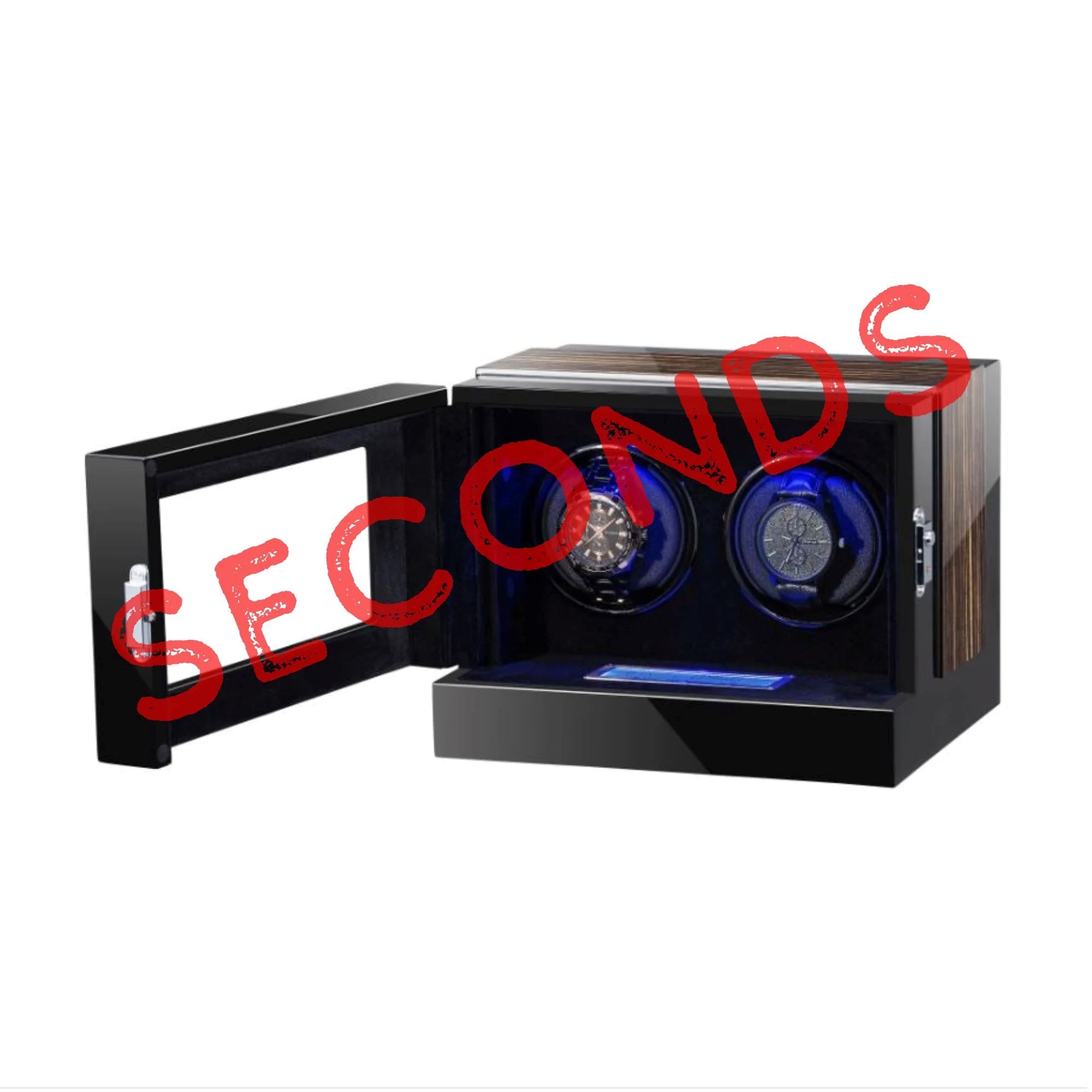 Seconds - Sydney Watch Winder Box for 2 Watches in Black (b) Seconds Clinks 