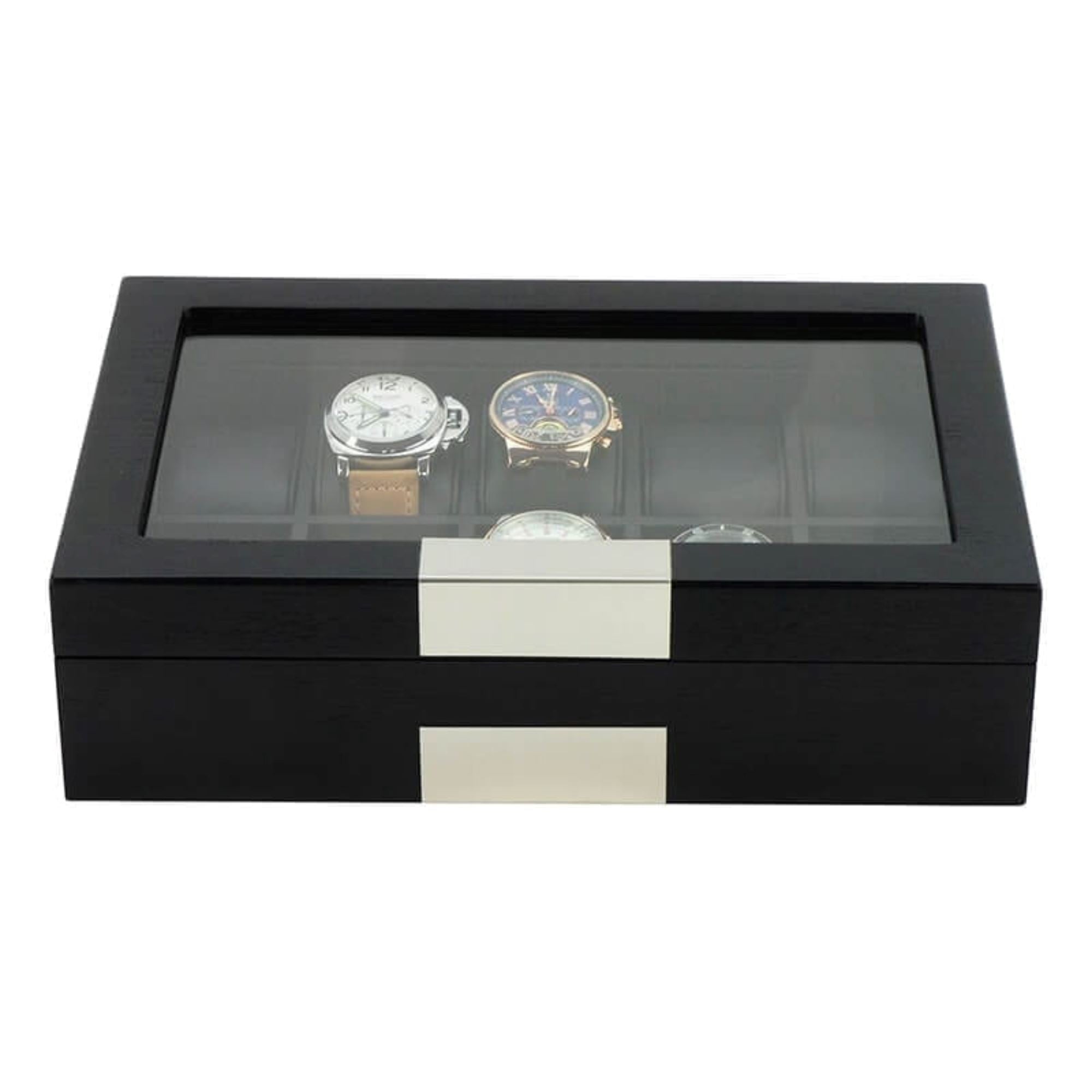 Seconds - 10 Slots Black Wooden Watch Box (a) Seconds Clinks 