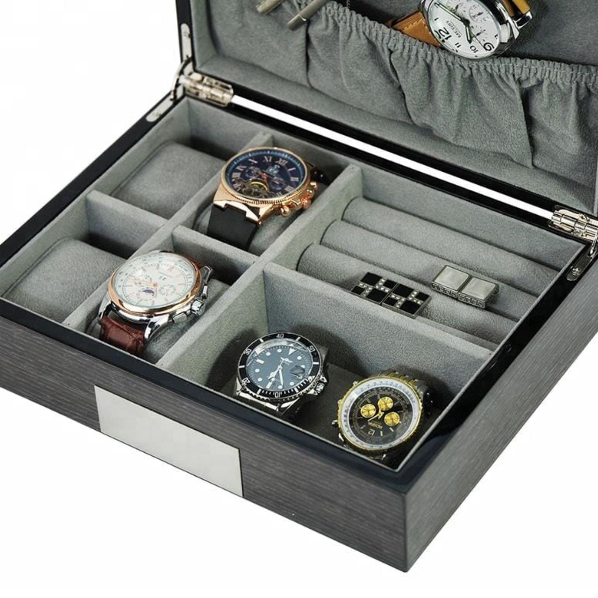 Seconds - Wenge Wooden Cufflink Watch Box (b) Seconds Clinks 