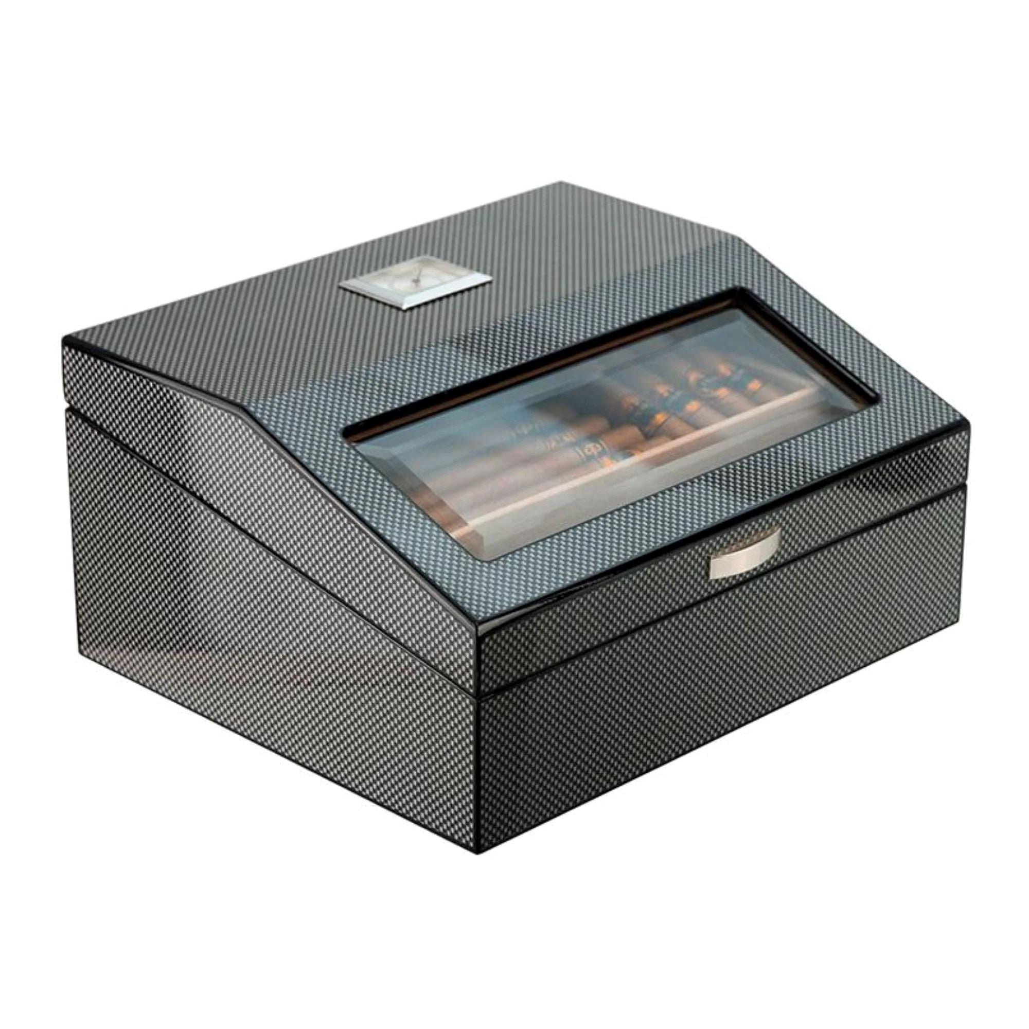 Seconds - 50 CT Carbon Fibre Cigar Humidor Wooden Cabinet for Cigars Seconds Clinks 