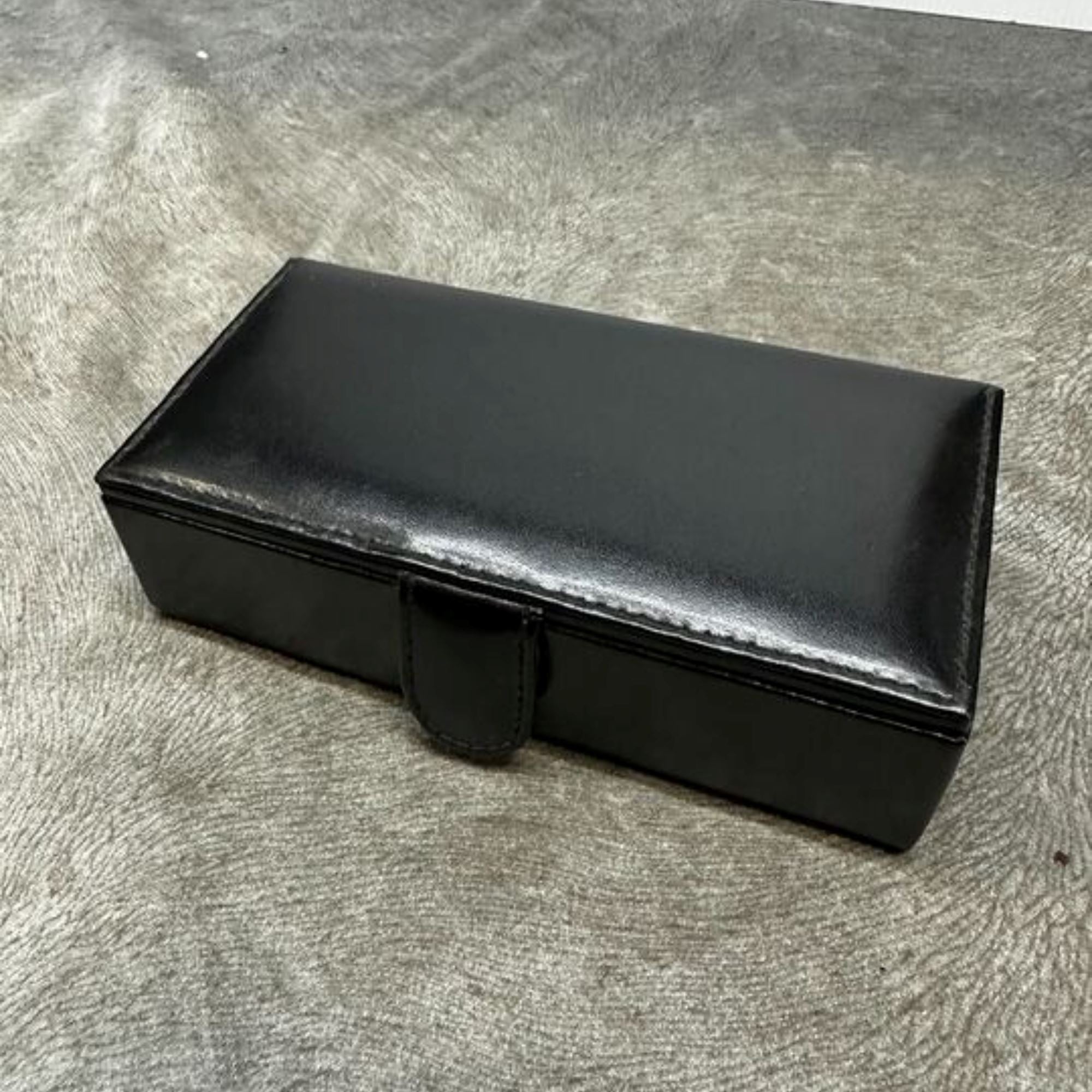 Seconds - 8 Pair Bonded Leather Black/Purple Cufflink Storage Box Seconds Clinks Australia 