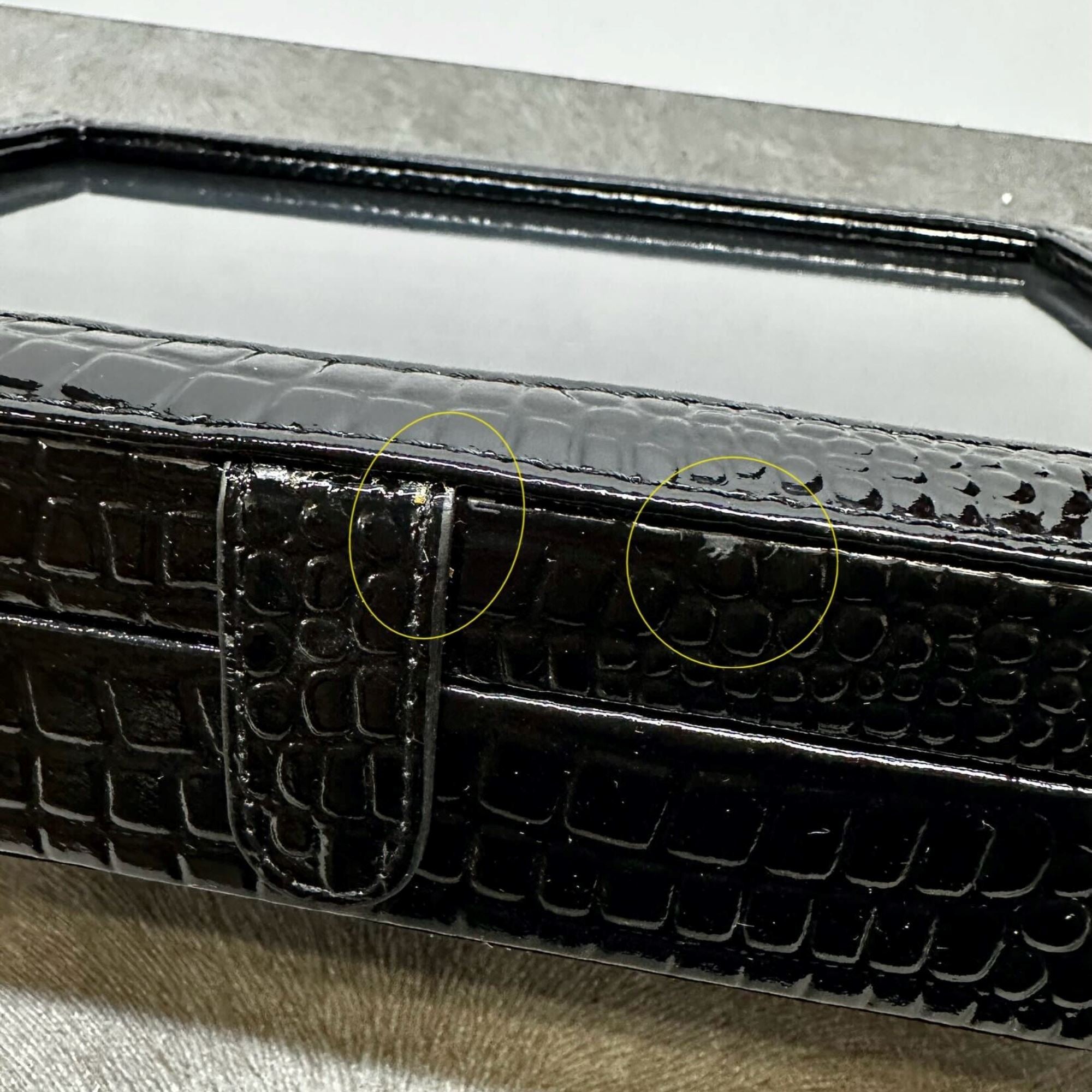 Seconds - 36 Pair Bonded Leather Black Croco Cufflink Box Seconds Clinks Australia 