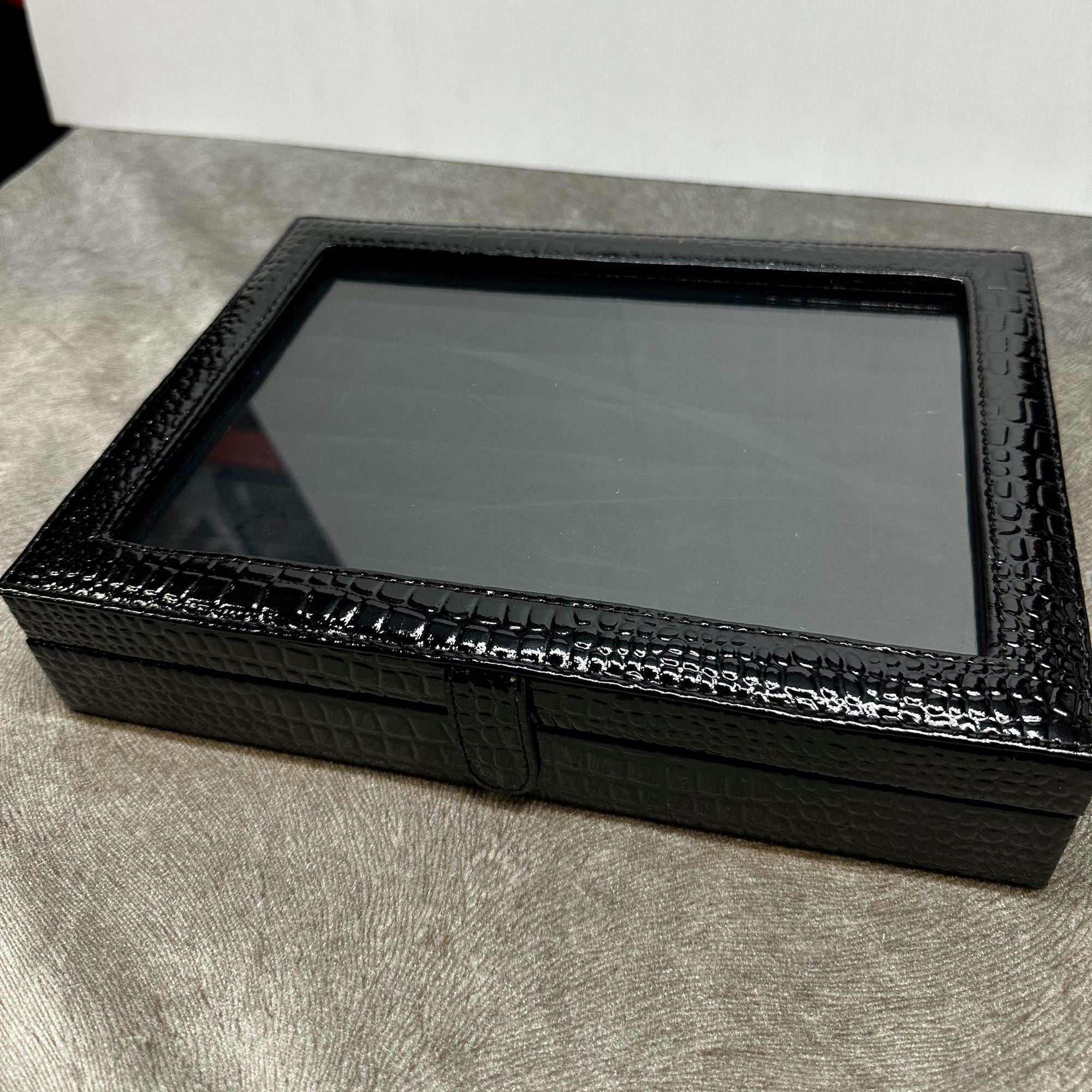 Seconds - 36 Pair Bonded Leather Black Croco Cufflink Box Seconds Clinks Australia 