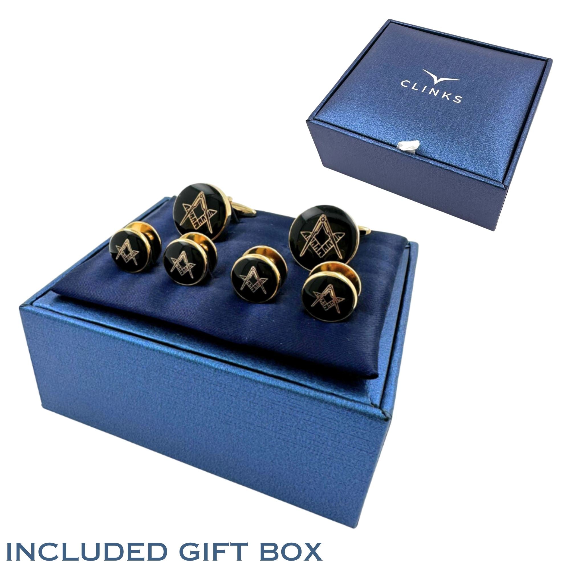 Gold Crystal Cufflinks & Stud Set Stud Sets Clinks 