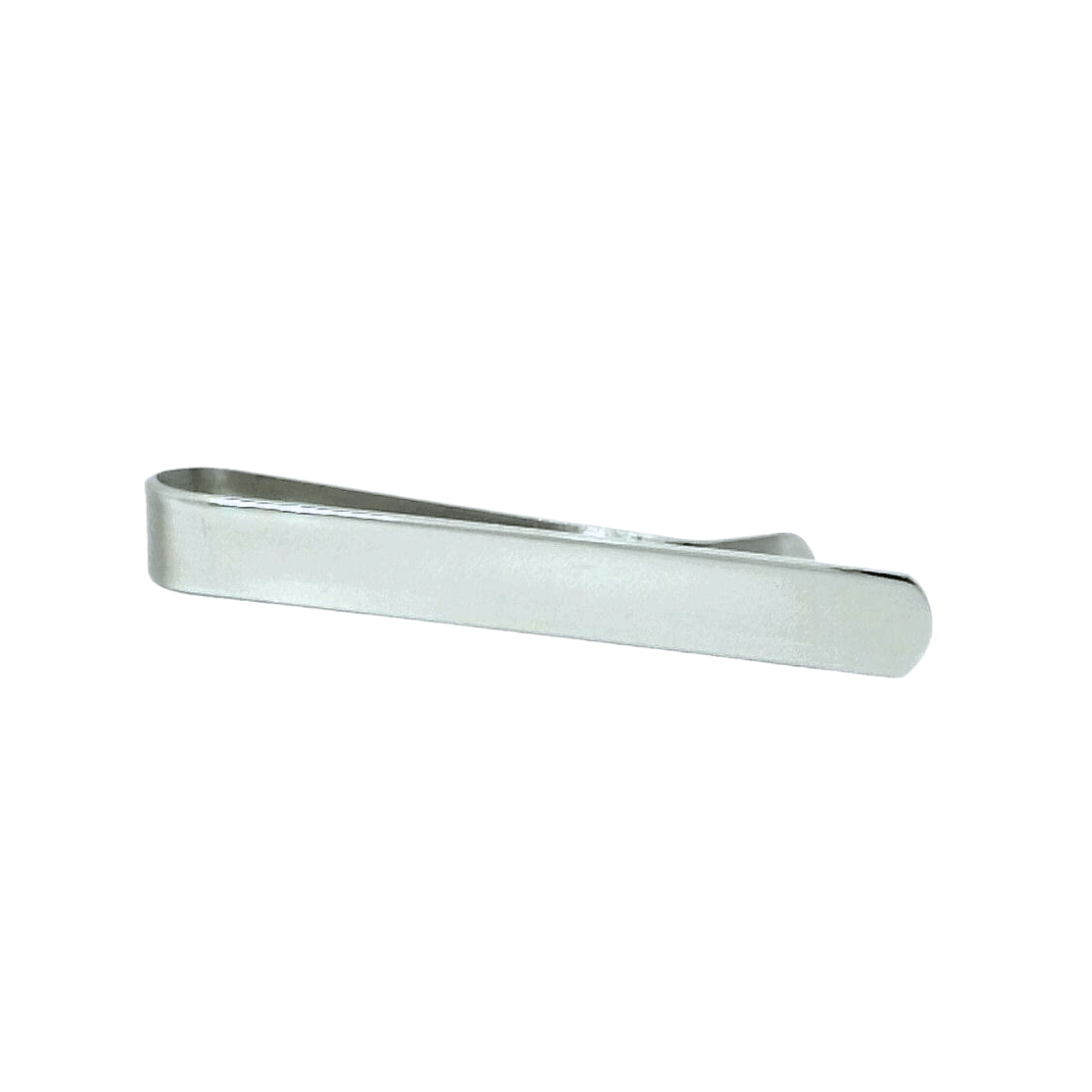Shiny Silver Tie Bar with curved end 50mm