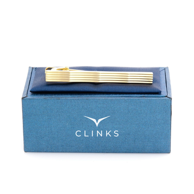 Gold Lines with Waves Tie Clip