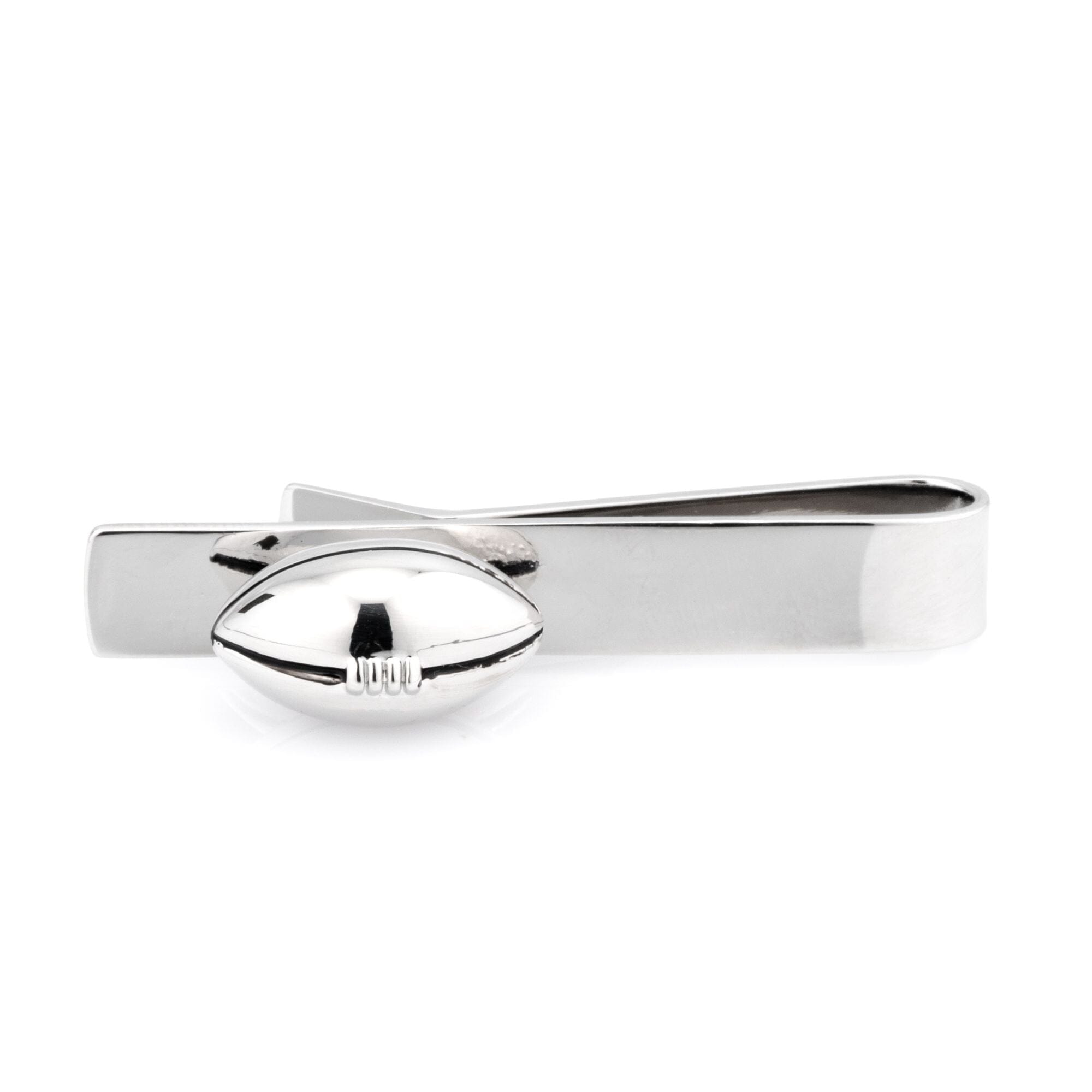 Footy / Rugby Silver Football Tie Bar Tie Clips Clinks 