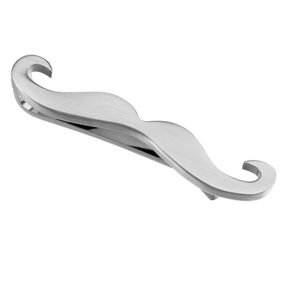 Moustache Tie Bar in Brushed Silver