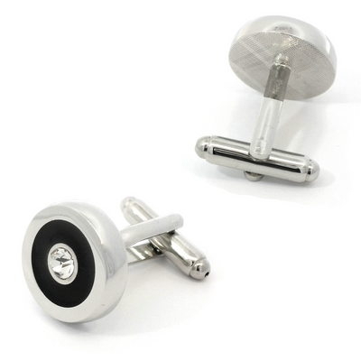 Black Crystal Highset Button Cufflinks