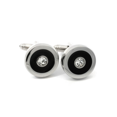 Black Crystal Highset Button Cufflinks