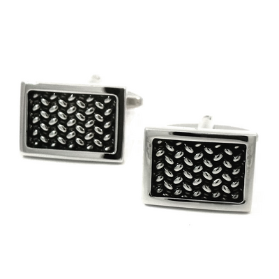 Black Enamel Basketweave Cufflinks