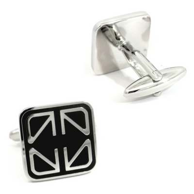 Black Enamel Geometric Cufflinks