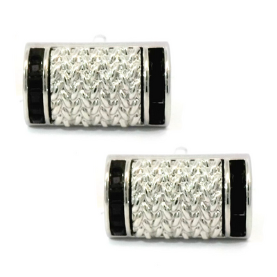 Black Crystal Edge Arched Cufflinks