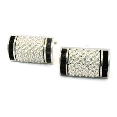 Black Crystal Edge Arched Cufflinks