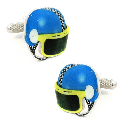 Blue Motorbike Helmet Cufflinks