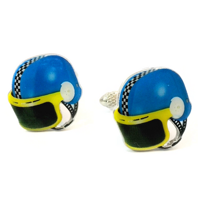 Blue Motorbike Helmet Cufflinks