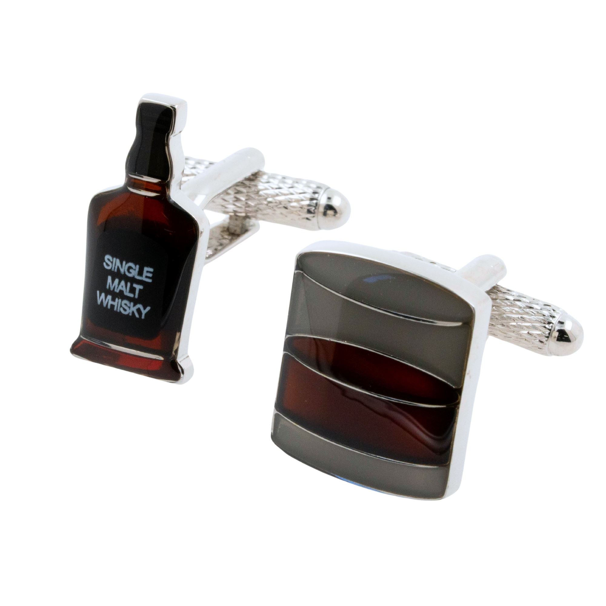 Whisky Tumbler & Whisky Bottle Cufflinks Novelty Cufflinks Clinks Australia 