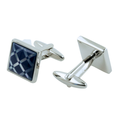 Navy Blue Tile on Mother of Pearl Cufflinks