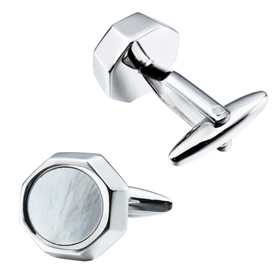 Mother of Pearl in Silver Octagon Cufflinks