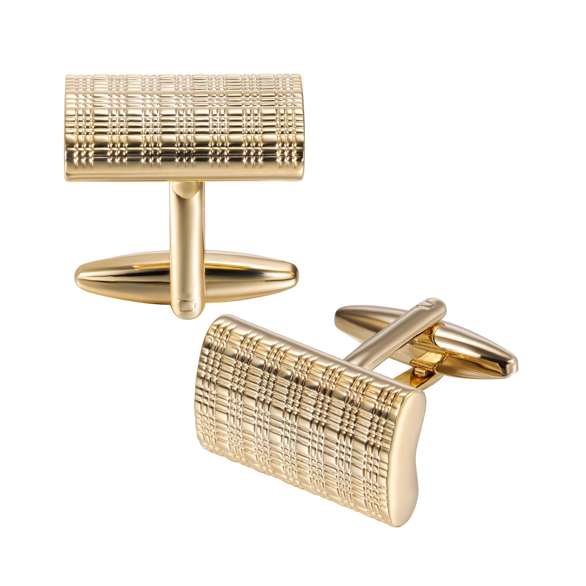 Patterned Gold Rectangle Cufflinks Classic & Modern Cufflinks Clinks Australia 