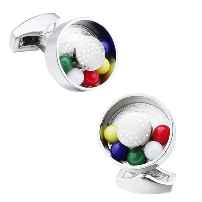 Moving  Ball Bearing Cufflinks with Colourful Balls