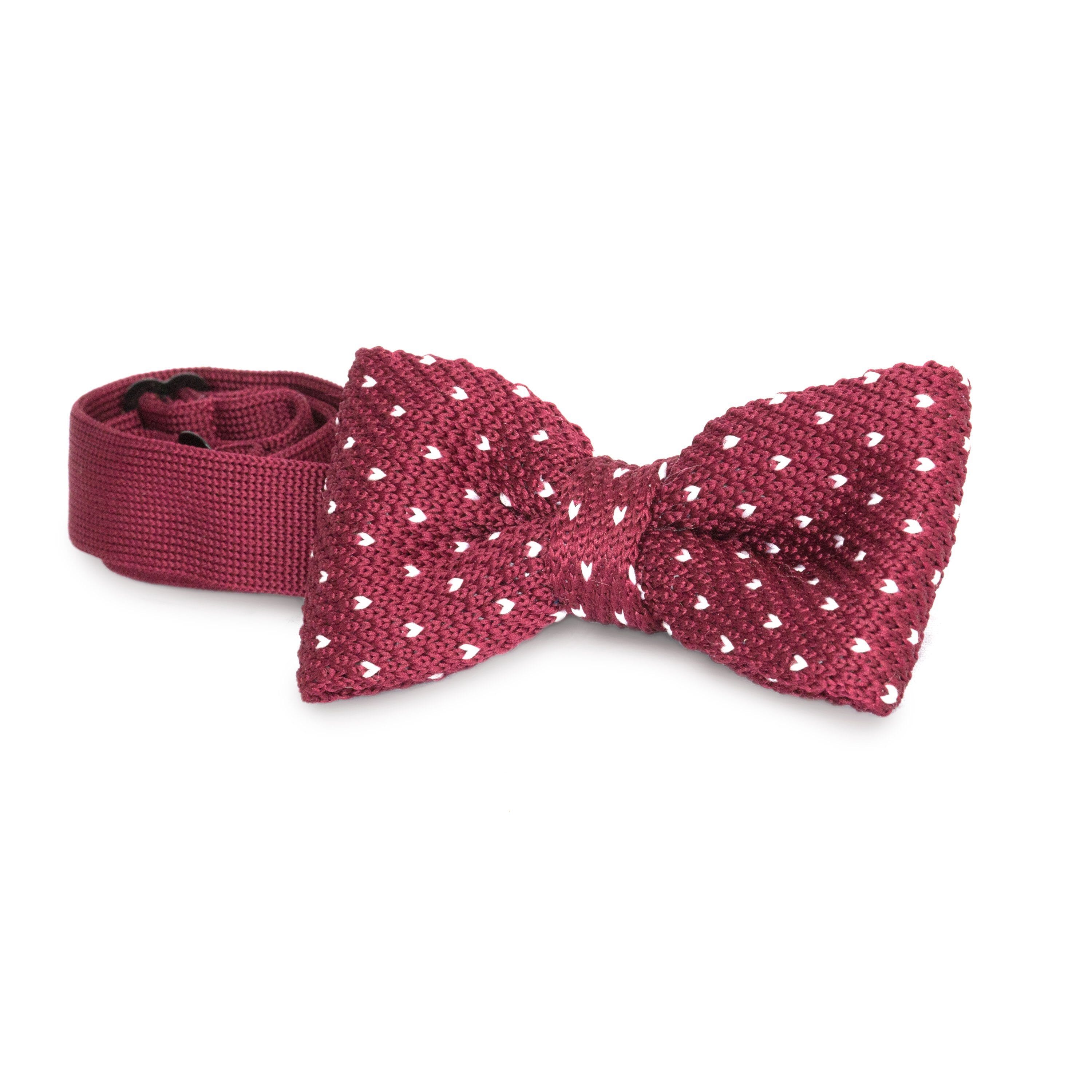 Maroon/White Dot Kids Knit Bowtie Bow Ties Clinks Australia 