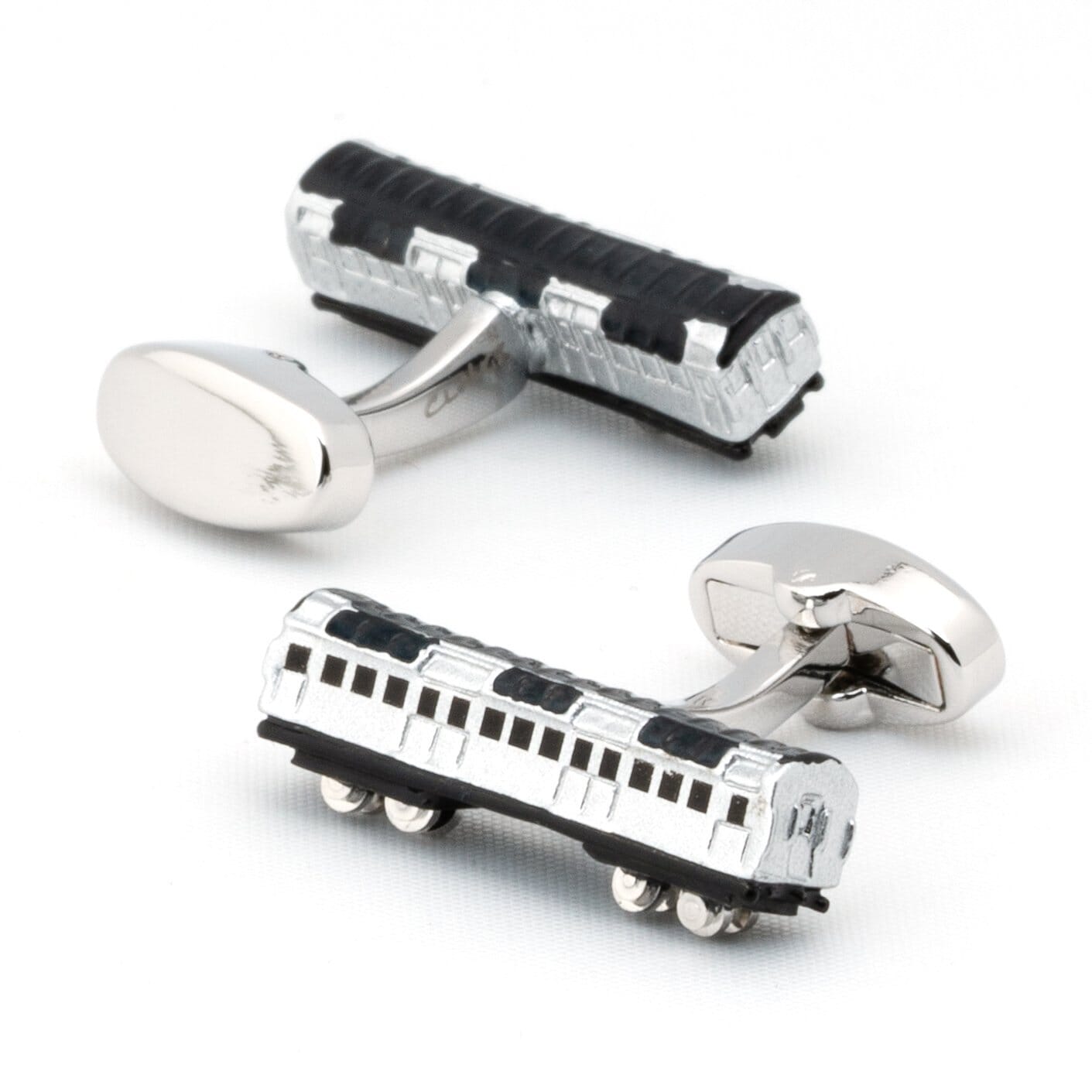 Silver and Black Train Carriage Cufflinks Novelty Cufflinks Clinks Australia 