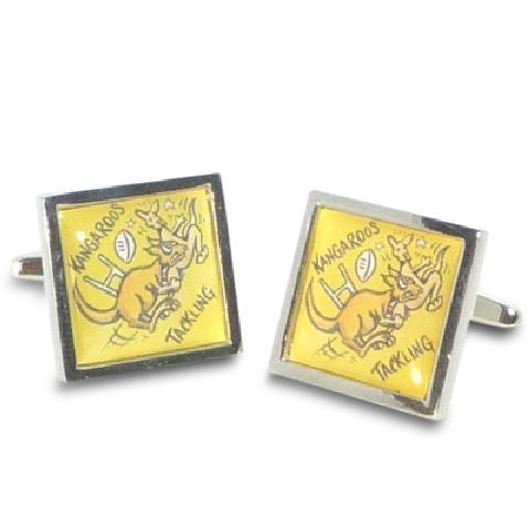 Road Sign Cufflinks: Beware Kangaroos Fishing