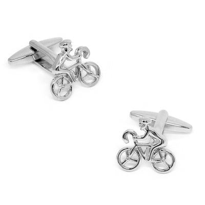 Silver Bicycle Cyclist Cufflinks