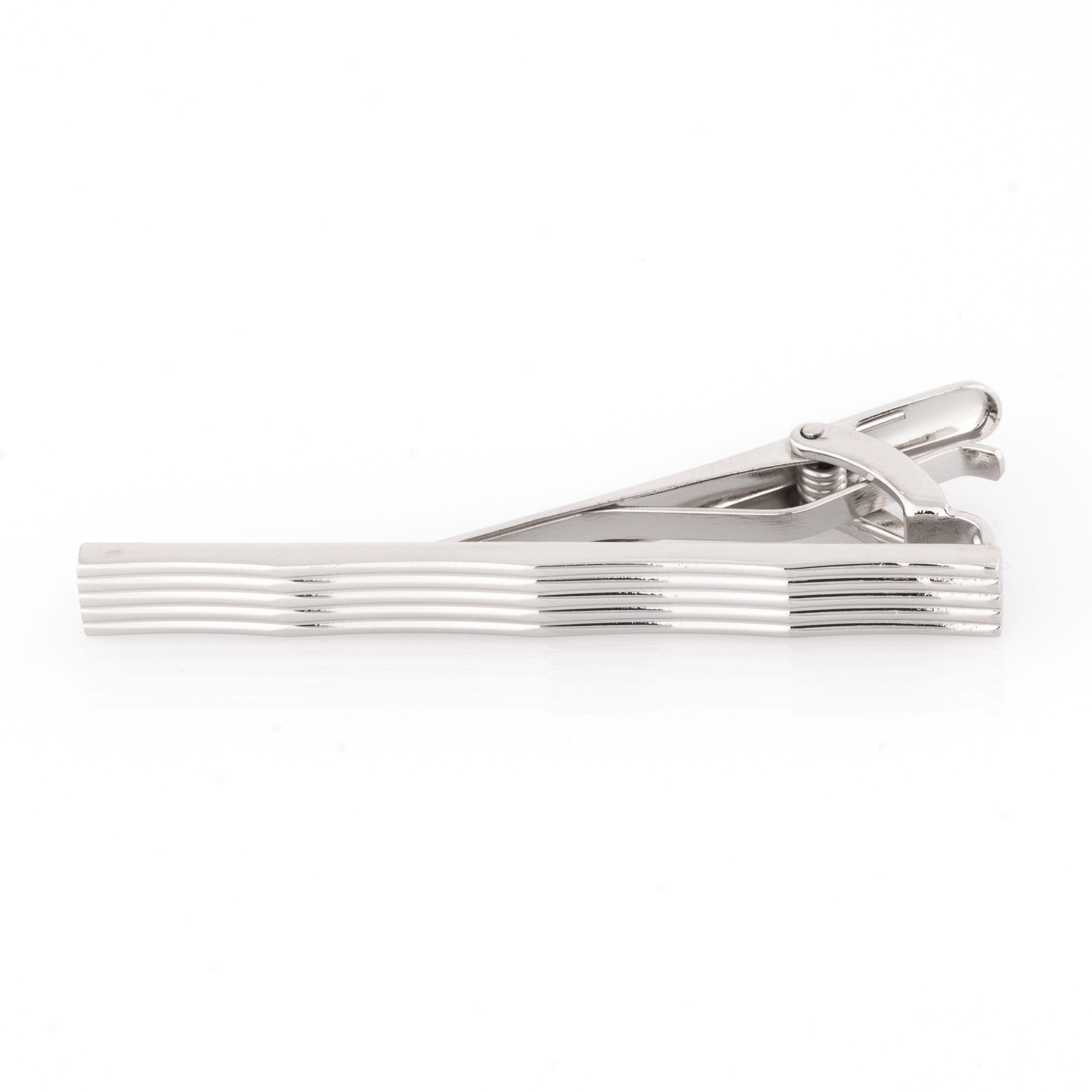 Silver Lines with Waves Tie Clip Tie Clips Clinks Australia 
