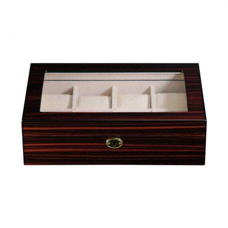 Ebony Wooden Watch Box for 8 Watches Watch Boxes Clinks 