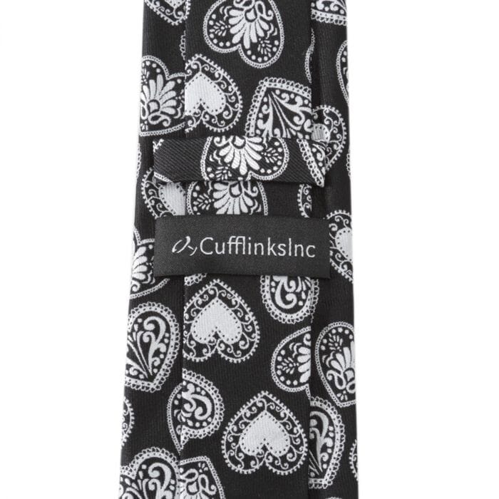 Black and White Paisley Heart Men's Tie Ties Clinks Australia 
