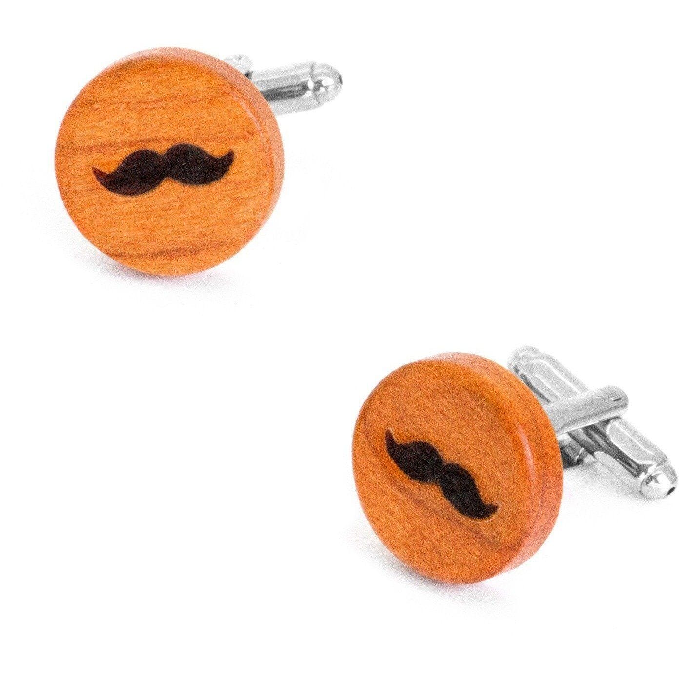 Round Wood Moustache Cufflinks Novelty Cufflinks Clinks Australia Round Wood Moustache Cufflinks 