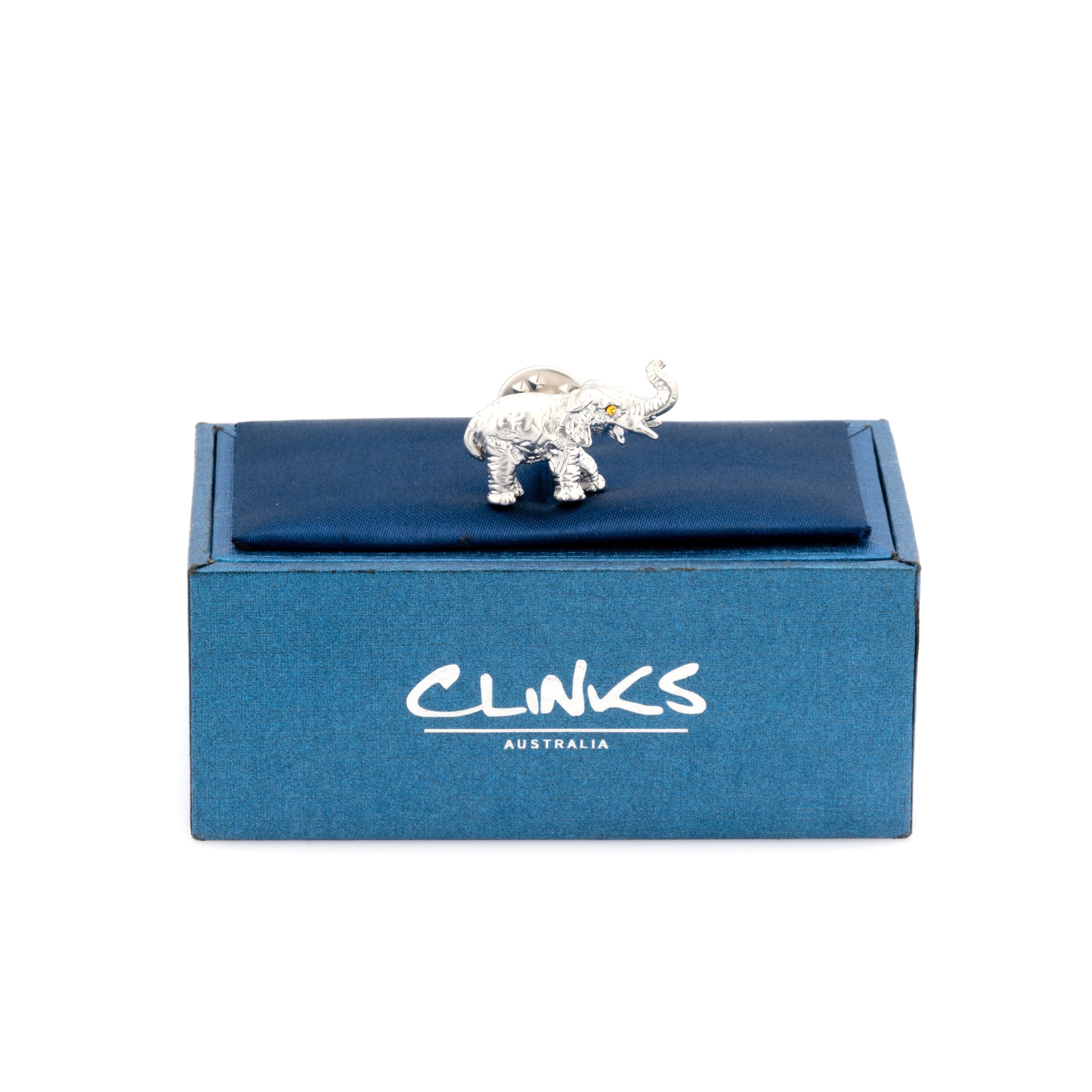 Brushed Silver Elephant Lapel Pin Lapel Pin Clinks 