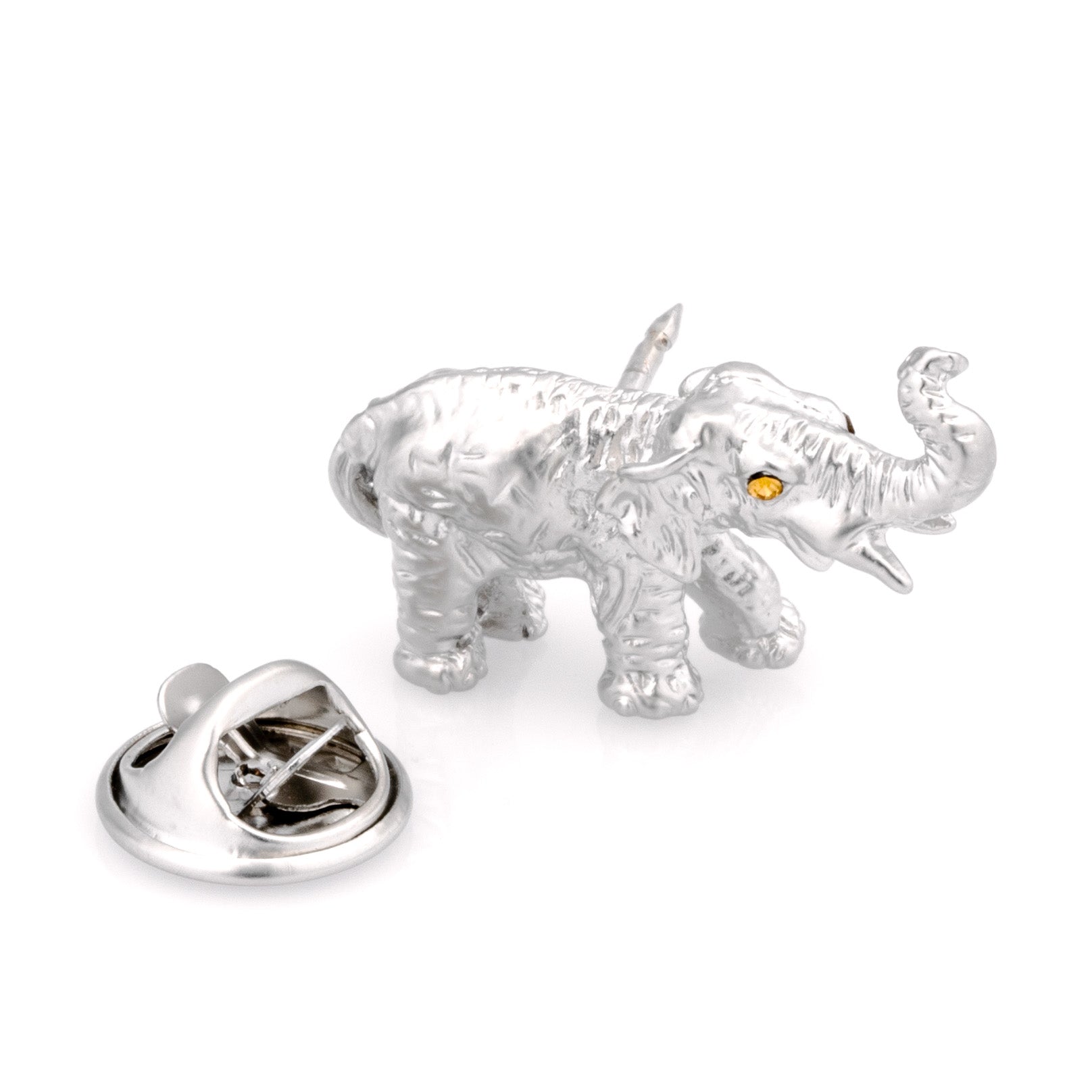Brushed Silver Elephant Lapel Pin