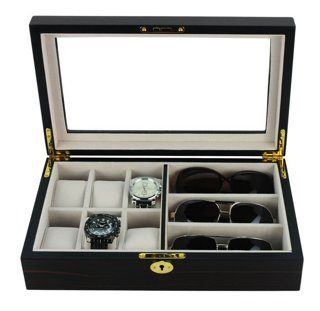 Ebony Wooden Watch Box, 6 Watch Box, 3 Sunglasses, Cuffed Watch Box, Clinks Australia Watch Box, Ebony Watch Boxes on Cuffed, Australia Watch Box, Watch Storage Box, Watch Display Box, 6 Slots Watch Box + 3 Sunglasses, Watch Boxes for 6 , Ebony Watch Box, Wooden Watch Box, Ebony, CB5065, Clinks.com