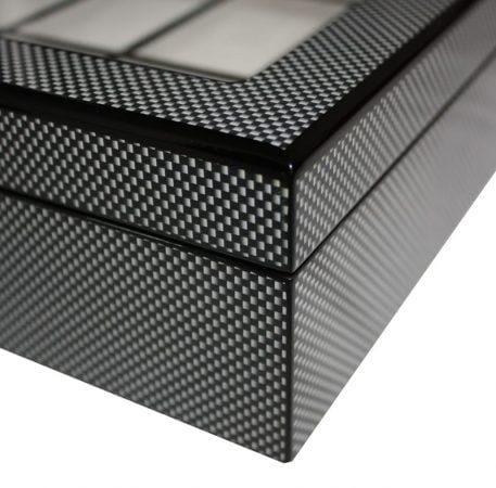 Carbon Fibre Wooden Watch Box for 10 Watches Watch Boxes Clinks 