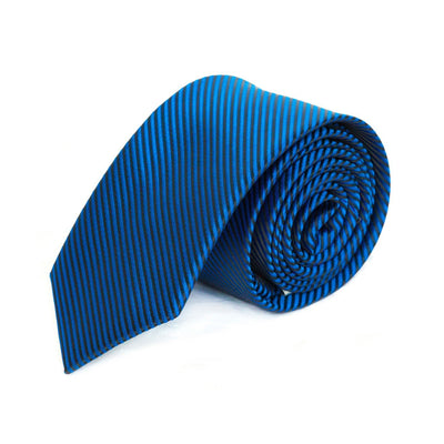 Electric Blue and Black Stripe MF Tie, Ties, TI0080, Mens Ties, Cuffed, Clinks, Clinks Australia