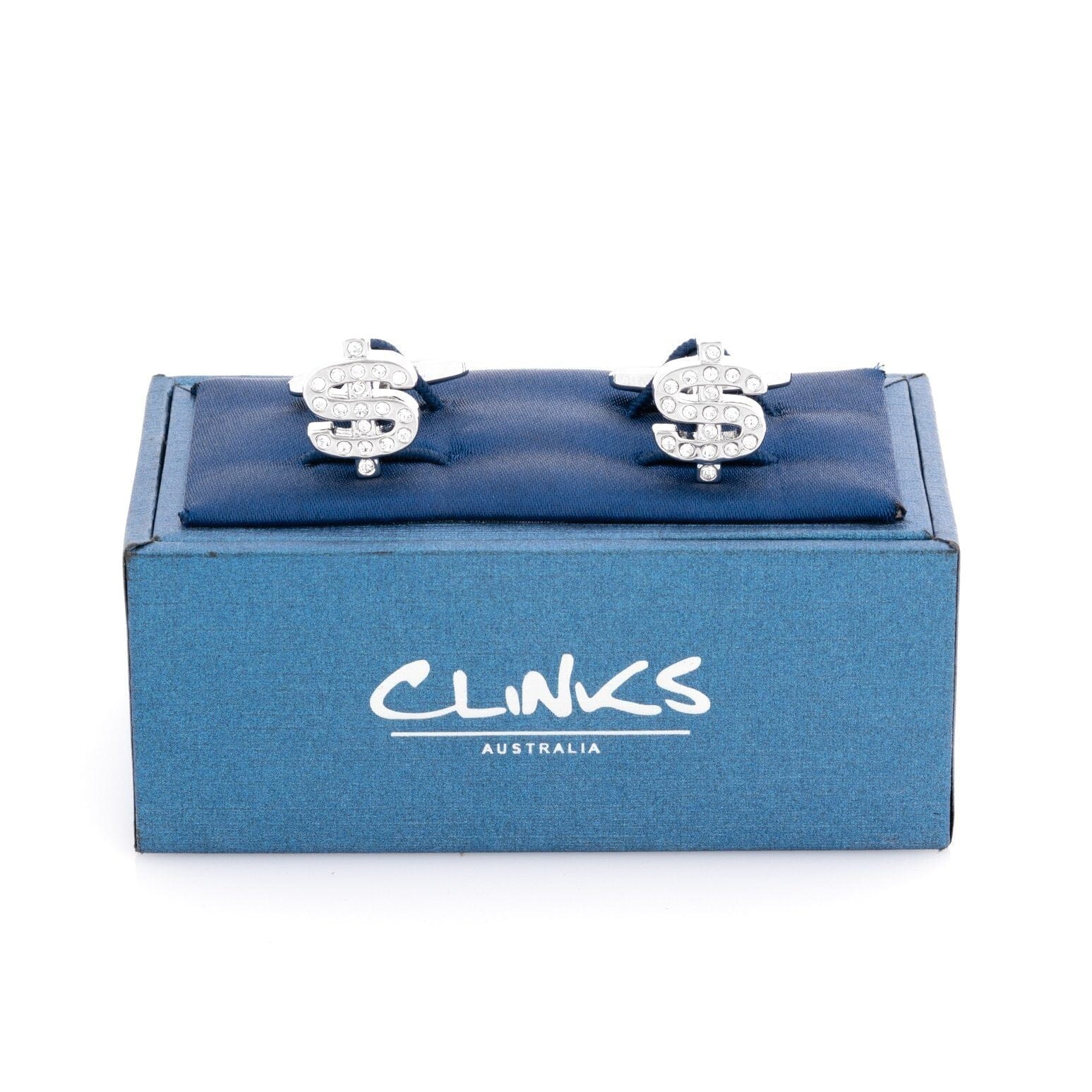 Silver Crystal $ Dollar Sign Cufflinks Novelty Cufflinks Clinks Australia 