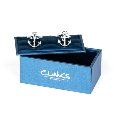 Shiny Silver Ship Anchor Cufflinks