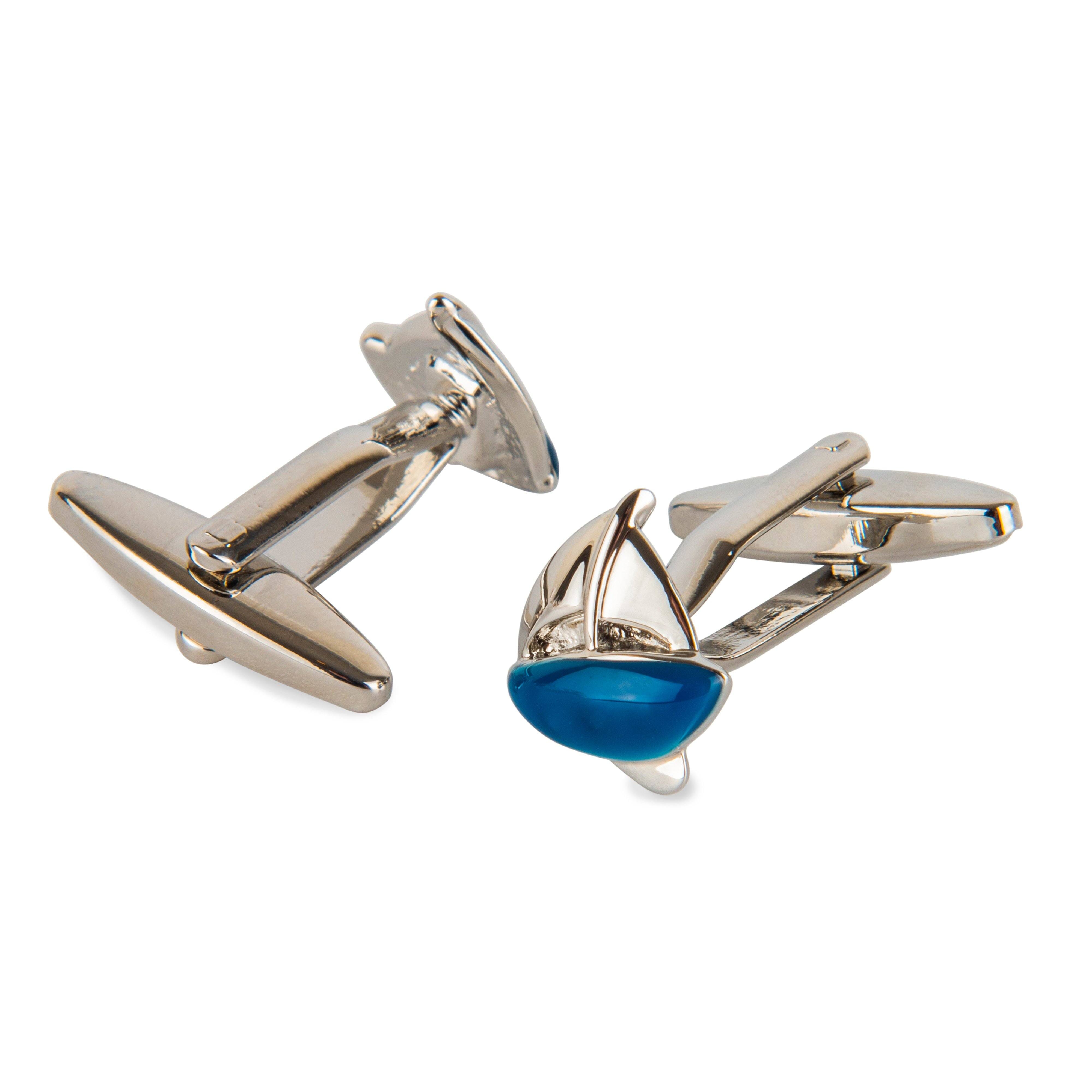 Small Blue Sailboat Cufflinks Novelty Cufflinks Clinks Australia 