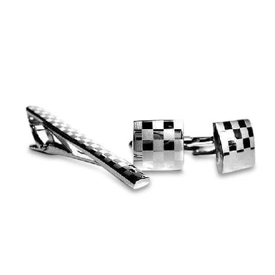 CheckerBoard Gift Set:  Cufflinks & Tie Clip