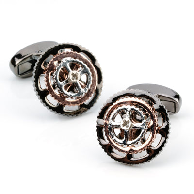 Bicycle Gear Cog Cufflinks in Gunmetal Silver Gold